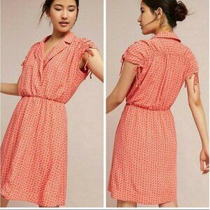 Anthropologie Maeve Carlotta Ruched Shirt Dress Size S